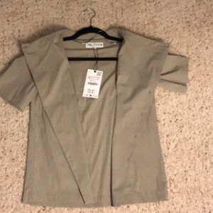 Zara Beige Open Front Blouse